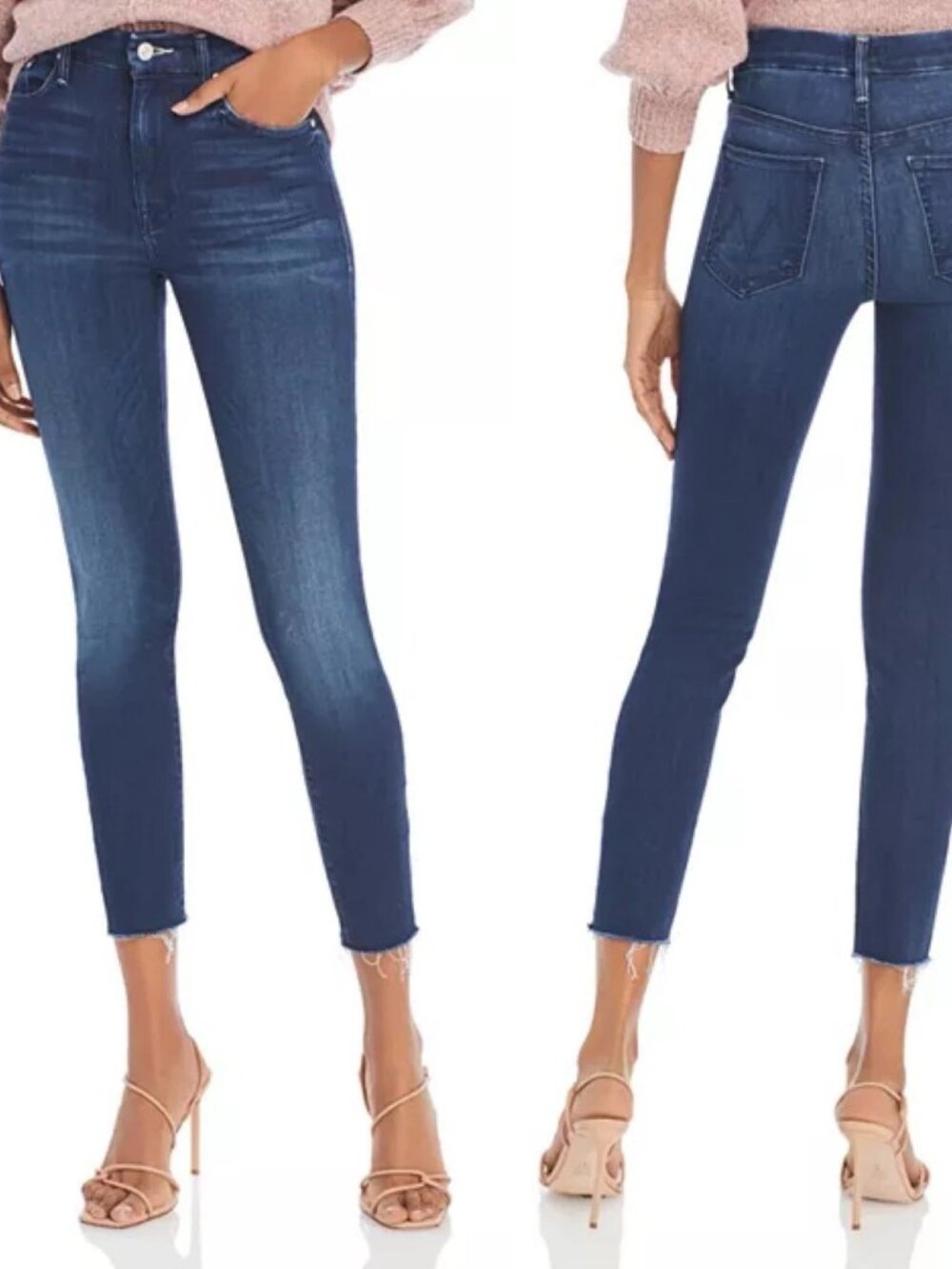 MOTHER HIGH WAISTED LOOKER ANKLE FRAY SKINNY JEAN STRETCH CROP TONGUE & CHIC 24